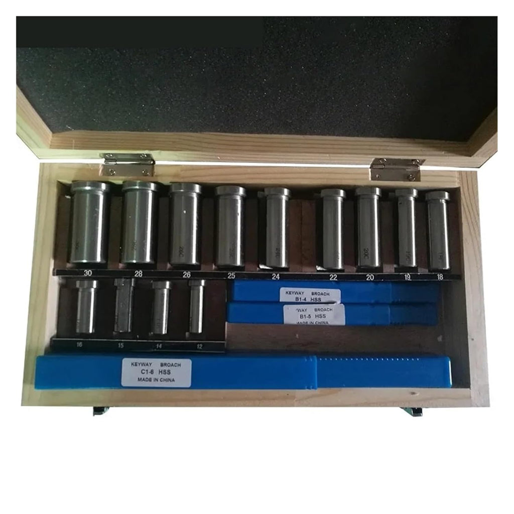 Keyway Broach Kit Keyway Broach Set 22pcs Metric Size B Type 4mm 5mm + C Type 6mm 8mm & 13pcs Bushing Sleeve & 5pcs Shim Kit Metalwoking Tool