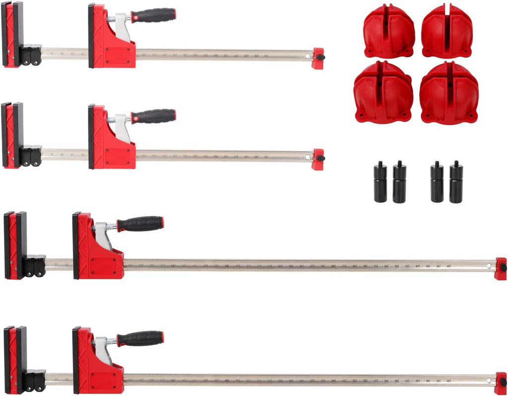 12Pcs Parallel Clamp Kits, 24' Clamps(2Pcs)+40' Clamps(2Pcs)+Bench Dogs (4Pcs)+Framing Blocks(4Pcs),For Woodworker Tools,Diy - Steel Red - Precision Clamping - Woodworking, Metal Fabrication -