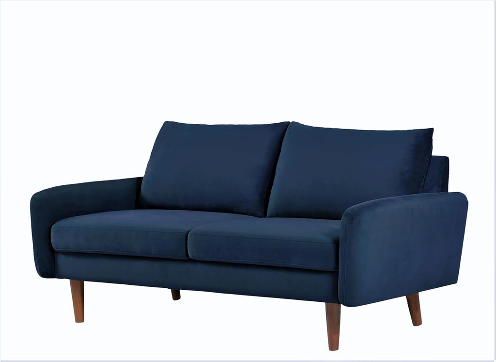 Container Furniture Direct Kent Velvet Loveseat Sofa for Modern Living Rooms and Compact Spaces, Comfy 2 Seater Couch Studio Apartment Furniture with Sleek Design, Dark Blue