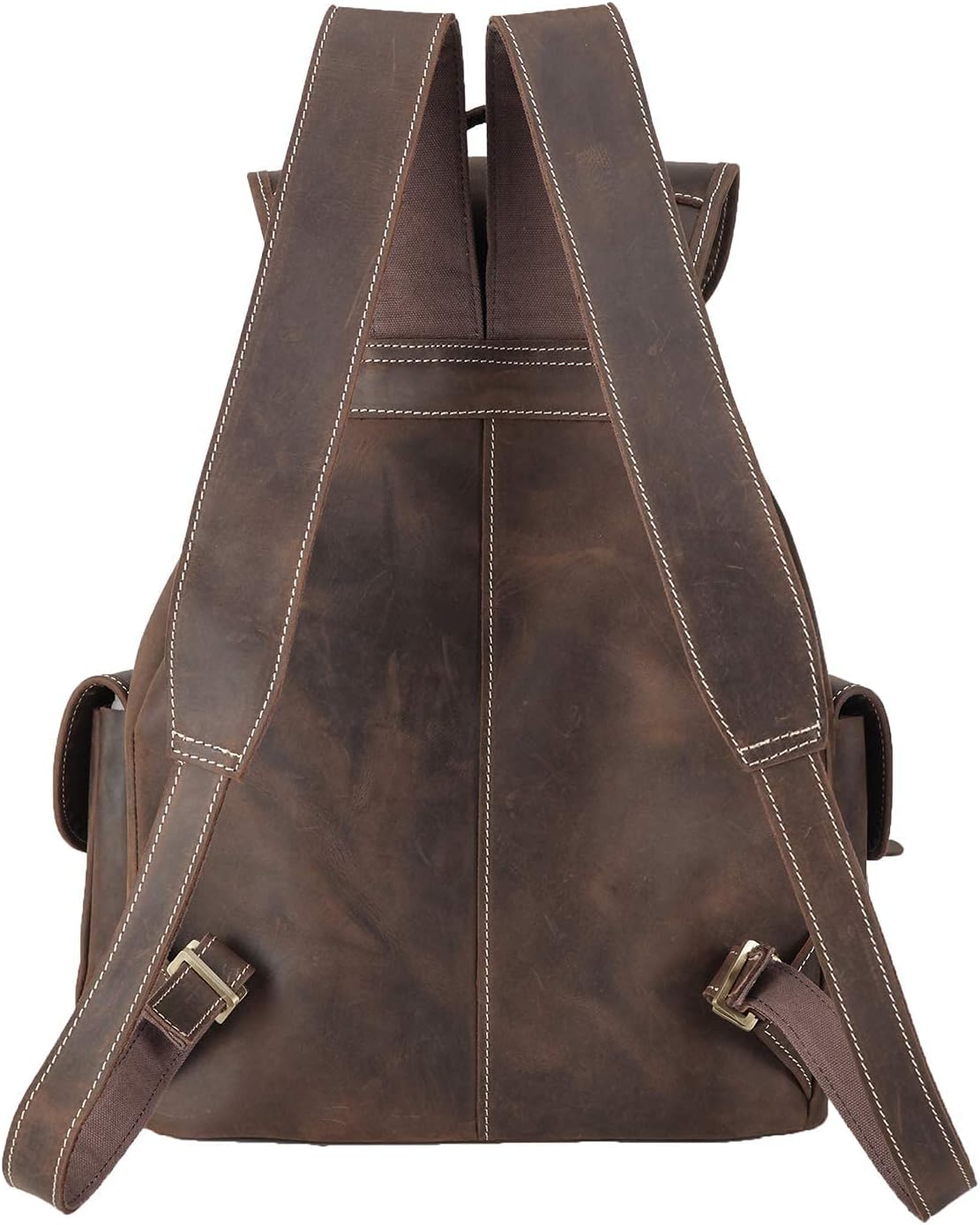 Polare Vintage Full Grain Leather Rucksack Backpack Casual Travel Satchel Bag Daypack For Men Women
