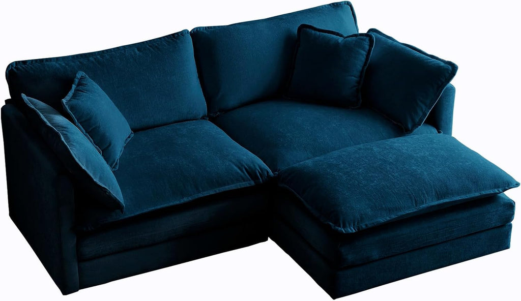 ERYE Oversized Loveseat Sectional Sofa Modern Deep Seat Reversible Chaise Sofa&Couch with Movable Ottoman and 4 Pillows, Modular Sleeper Upholstered Couch for Living Room,Apartment,Studio,Office