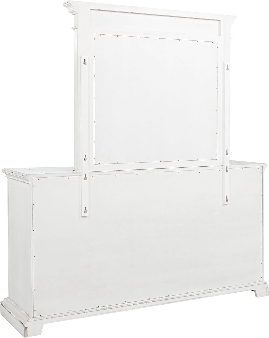 Coaster Home Furnishings - McKinney - Poplar Wood - 6-Drawer Dresser with 50-Inch Rectangular Mirror, Traditional Style, Jewelry Tray, and Antique Bronze Hardware - Bedroom - Vintage White - 215873M