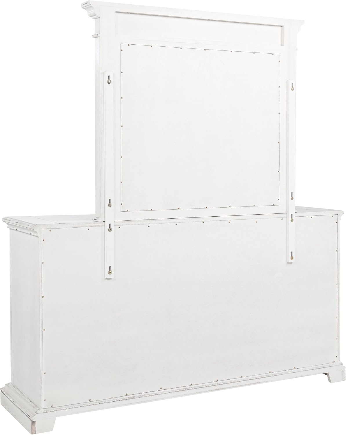 Coaster Home Furnishings - McKinney - Poplar Wood - 6-Drawer Dresser with 50-Inch Rectangular Mirror, Traditional Style, Jewelry Tray, and Antique Bronze Hardware - Bedroom - Vintage White - 215873M