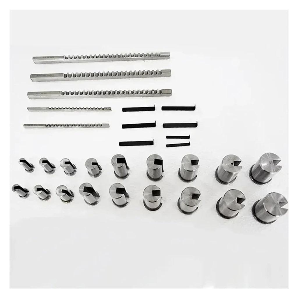 30pcs Inch Sized HSS Groove Keyway Broaches Set Key Broaching Tools Tool 5pcs 1/2''-1-1/2''18pcs Bushings 7pcs Shims for Metalworking, Lathe