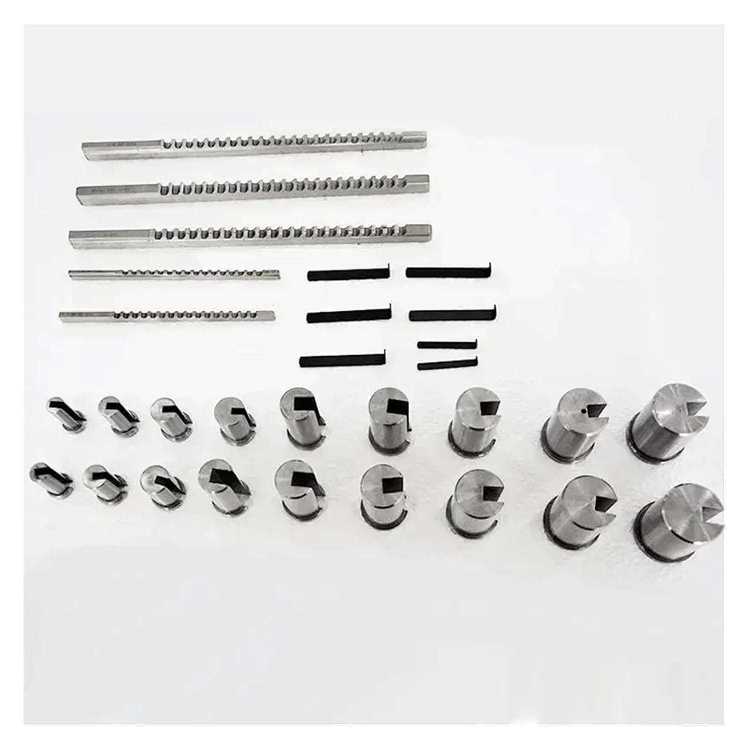 30pcs Inch Sized HSS Groove Keyway Broaches Set Key Broaching Tools Tool 5pcs 1/2''-1-1/2''18pcs Bushings 7pcs Shims for Metalworking, Lathe