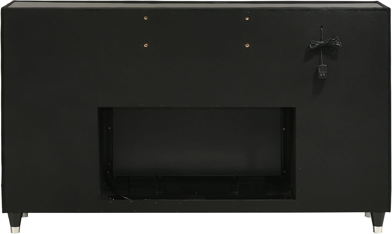 Coaster Home Furnishings - Lorient - Wood and Velvet - 8-Drawer Dresser with Flame Box, LED Lighting, Crystal Knobs and Traditional Style - Bedroom - Black - 223163FB