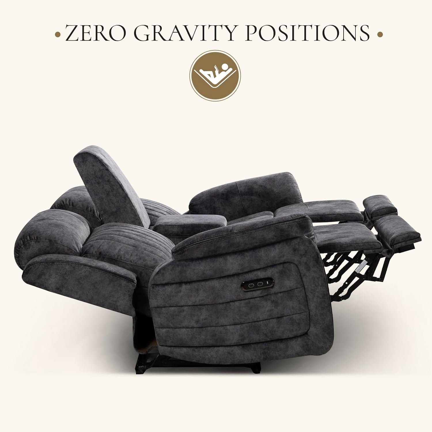 Power Reclining Loveseat with Zero Gravity, Adjustable Headrest, Electric Reclining Loveseat with Console, USB/Type-C Ports, Power Loveseat Recliner Sofa for Living Room (Grey, Loveseat)
