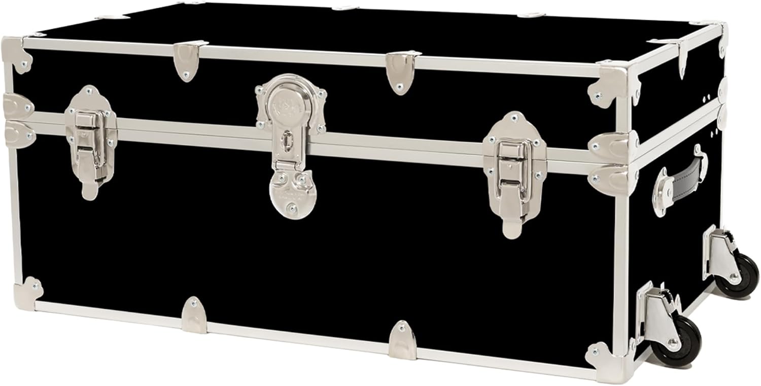 Rhino Trunk & Case Classic Camp & College Trunk with Wheels. 30'x17'x13', 1500+ lbs Capacity - Many Colors, Soft-Close Lid. Strong, USA Made Summer Camp Footlocker and Secure Dorm Storage Chest