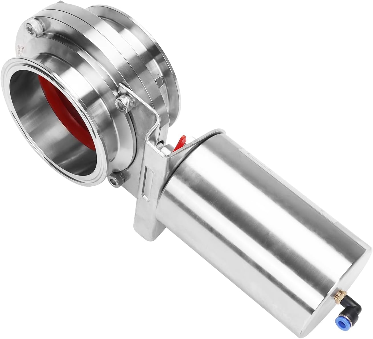 DERNORD 4 Inch Tri Clamp Sanitary Butterfly Valve, Pneumatic Actuator Valve SS304 with Single Acting