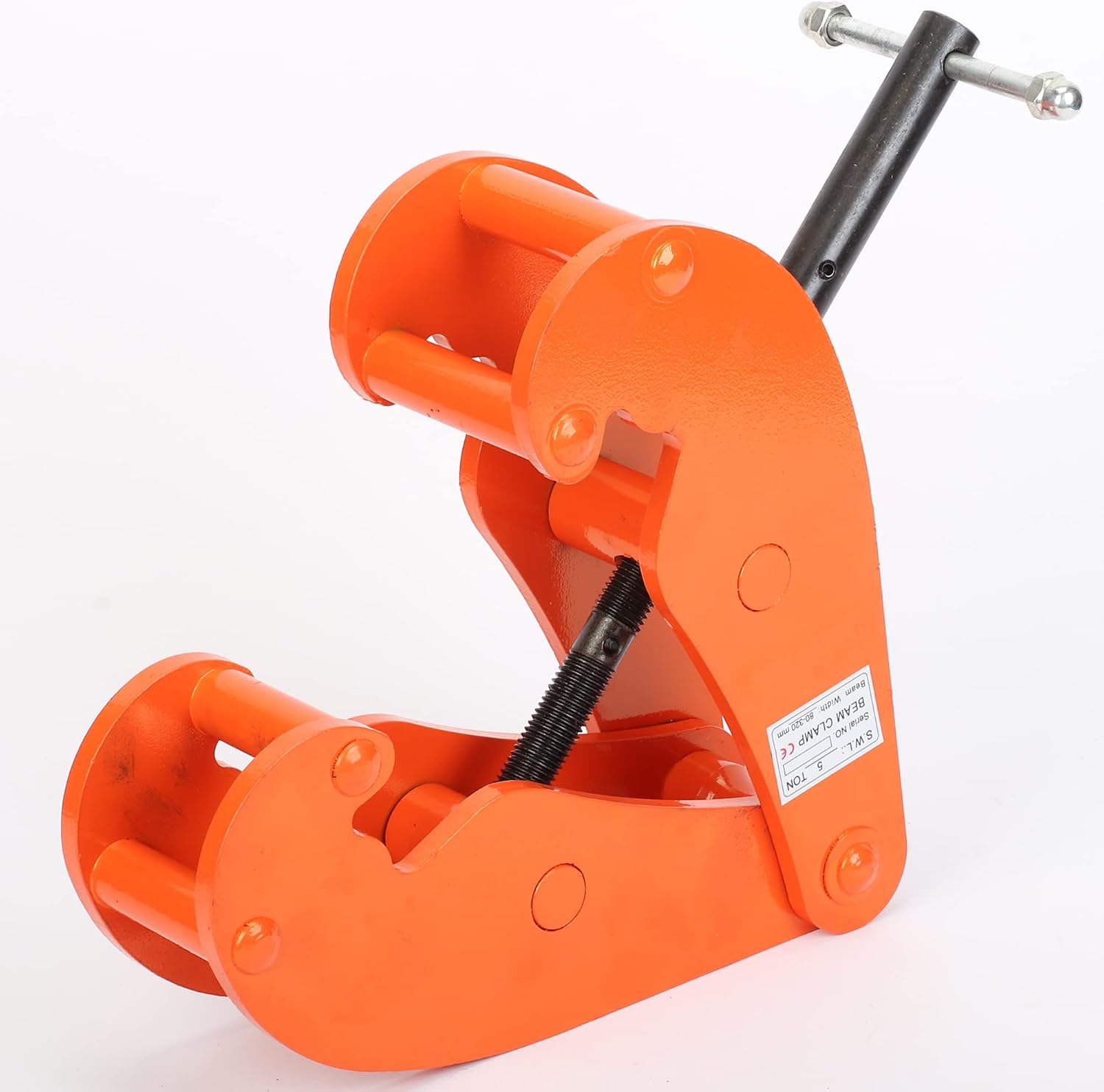 MYOYAY Beam Clamp 11000lbs/5ton Capacity Vertical H Beam Clamp Lifting 3.1-12.6 Inch Opening Range for Rigging Heavy Duty Steel Beam Clamp Tool, Orange