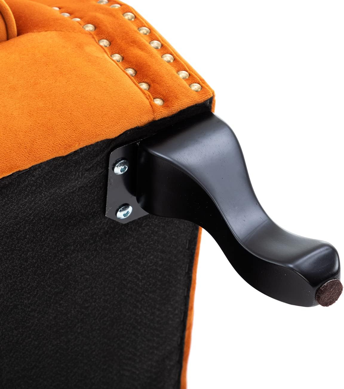 Kmax Orange Accent Chair Velvet Wingback Chair with Pillow Nail-Head Channel Tufted Oversized Club Chair for Living Room Bedroom Guest Room