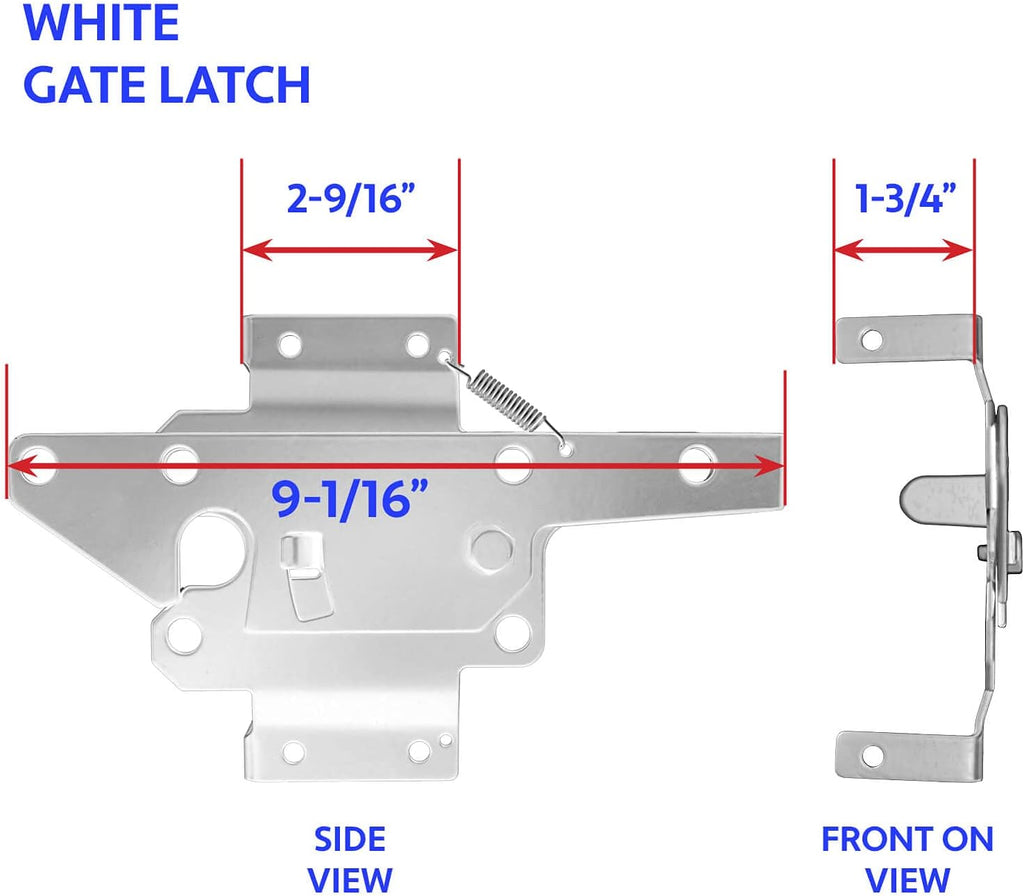 Vinyl Gate Latch White (for Vinyl, Wood, PVC etc Fencing) Fence Gate Latch w/Mounting Hardware - CASE Qty 12