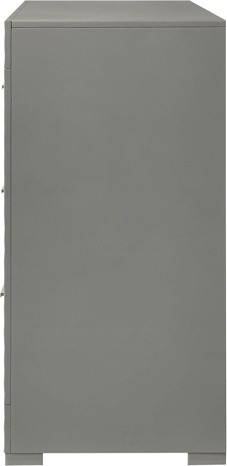 Coaster Home Furnishings - Ives - Wood - 6-Drawer Dresser with Contemporary Style, Tile Emboss, Felt-Lined Top, Metal Handles, Metal Extension Glides - Bedroom - Grey High Gloss - 224973