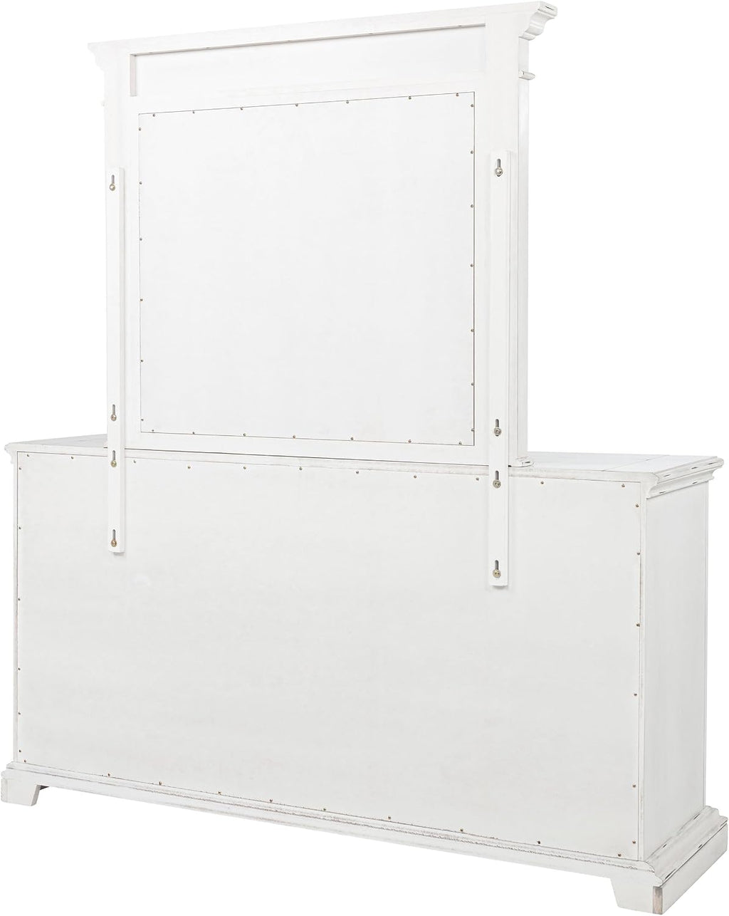 Coaster Home Furnishings - McKinney - Poplar Wood - 6-Drawer Dresser with 50-Inch Rectangular Mirror, Traditional Style, Jewelry Tray, and Antique Bronze Hardware - Bedroom - Vintage White - 215873M