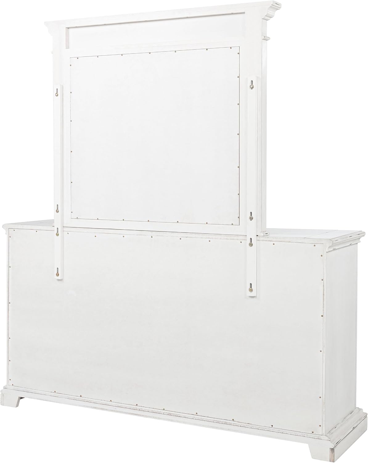 Coaster Home Furnishings - McKinney - Poplar Wood - 6-Drawer Dresser with 50-Inch Rectangular Mirror, Traditional Style, Jewelry Tray, and Antique Bronze Hardware - Bedroom - Vintage White - 215873M