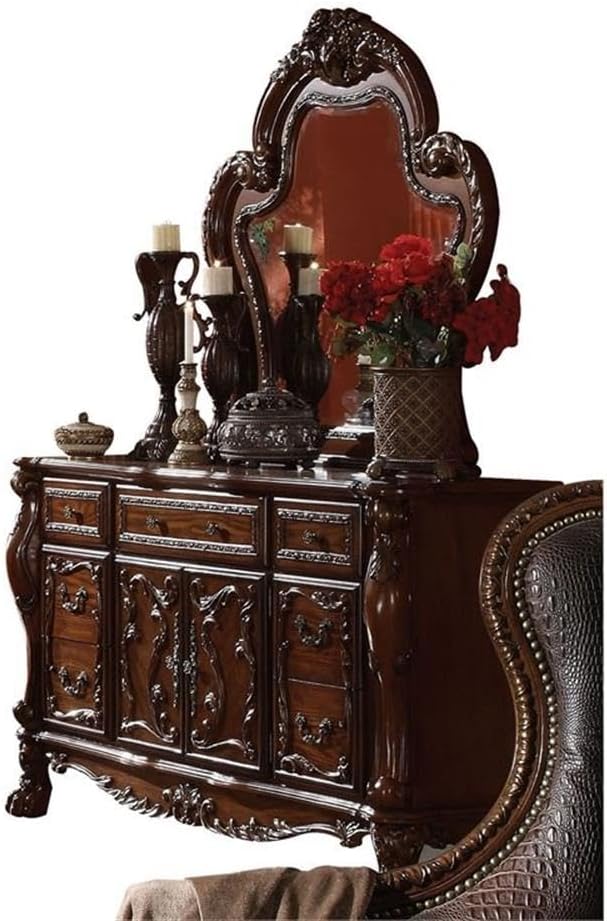 Acme Dresden 7 Drawers Dresser and Server in Cherry Oak