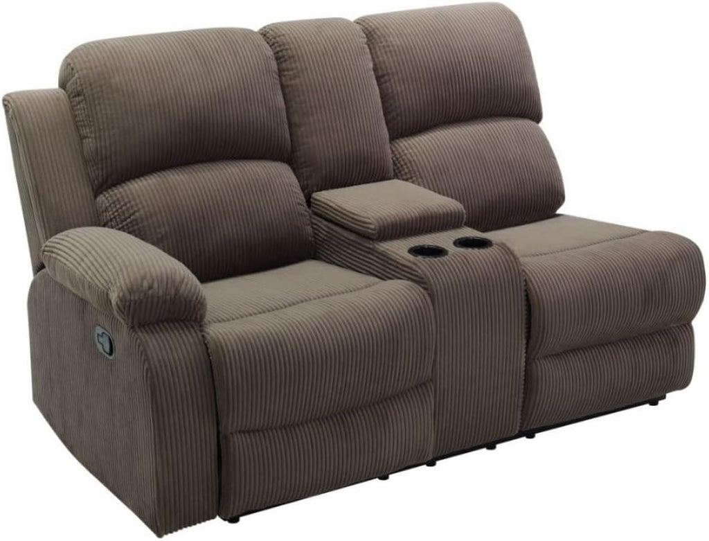 Reclining Sectional Sofa Set, L Shaped Recliner Couch with Cup Holder and Storage Console for Home Theater & Living Room, Camel