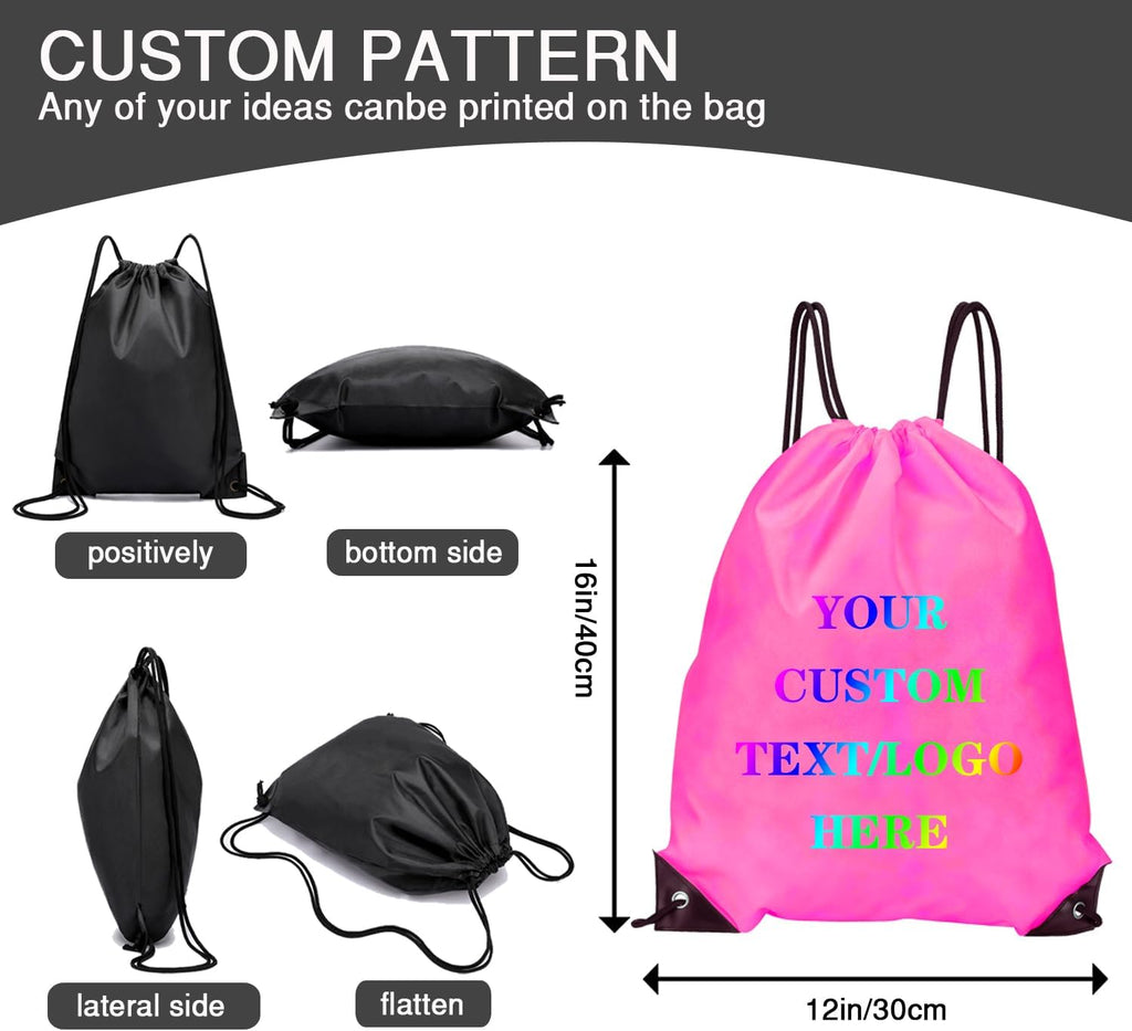Custom Bags With Your Logo Set of 100 Custom Backpack Draw String Bags Pack Bulk for Travelling Swimming Gym Everyday Use (Peach)