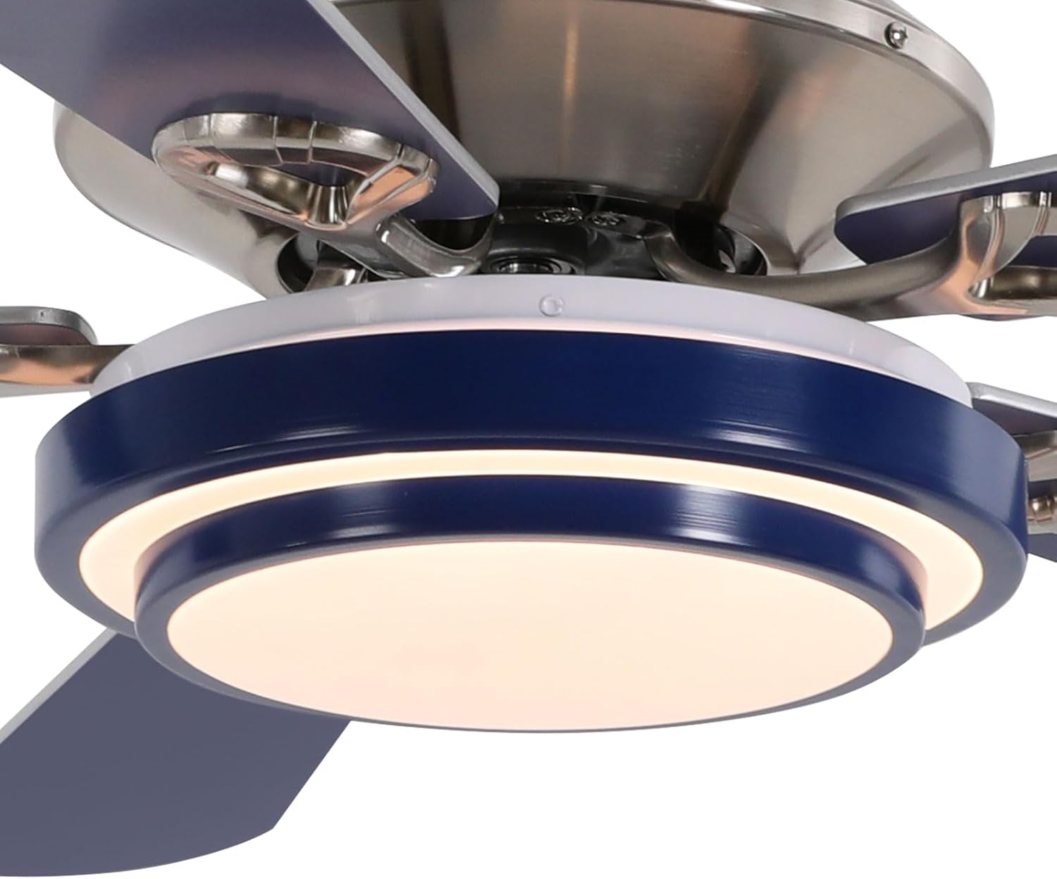 52' Ceiling Fans with Lights, Flush Mount Ceiling Fan Light with Remote Control, Reversible, Quiet, 6 Wind Speeds, Timing Function, for Bedroom Indoor/Outdoor Use, Blue