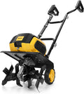 40v Cordless Brushless Tiller Cultivator Compatible with Dewalt 20v Battery(Tool Bare), 14.2in Electric Garden Rototiller, 8.7in Depth, Foldable, Adjustable Wheels for Lawn, Soil Prep,Grass Reseeding