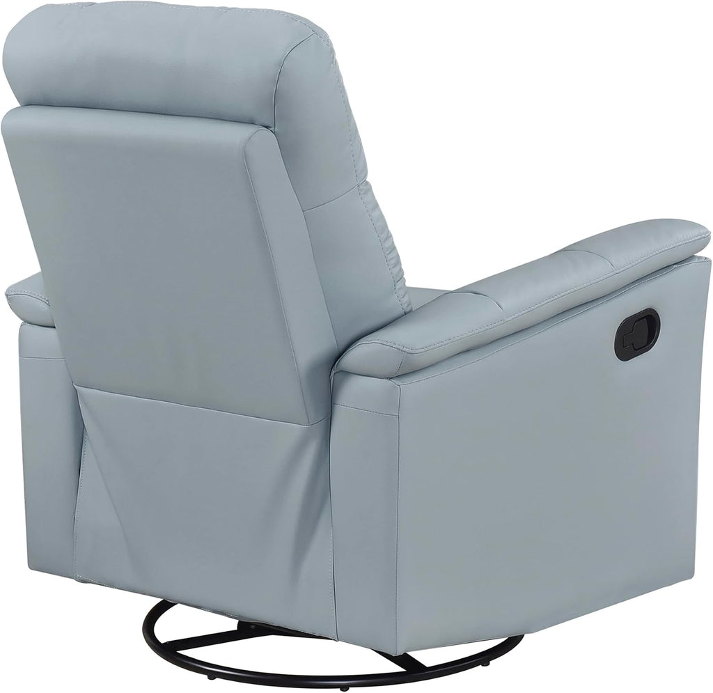 Lexicon Swivel Glider Recliner Chair, Comfy Nursery Glider, Top Grain Leather Match Recliner, Manual Reclining Chair for Living Room/Office/Apartment, Blue