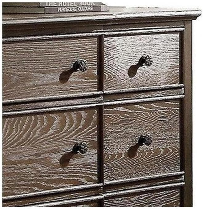 Acme Baudouin 9 Drawer Wooden Dresser in Weathered Oak