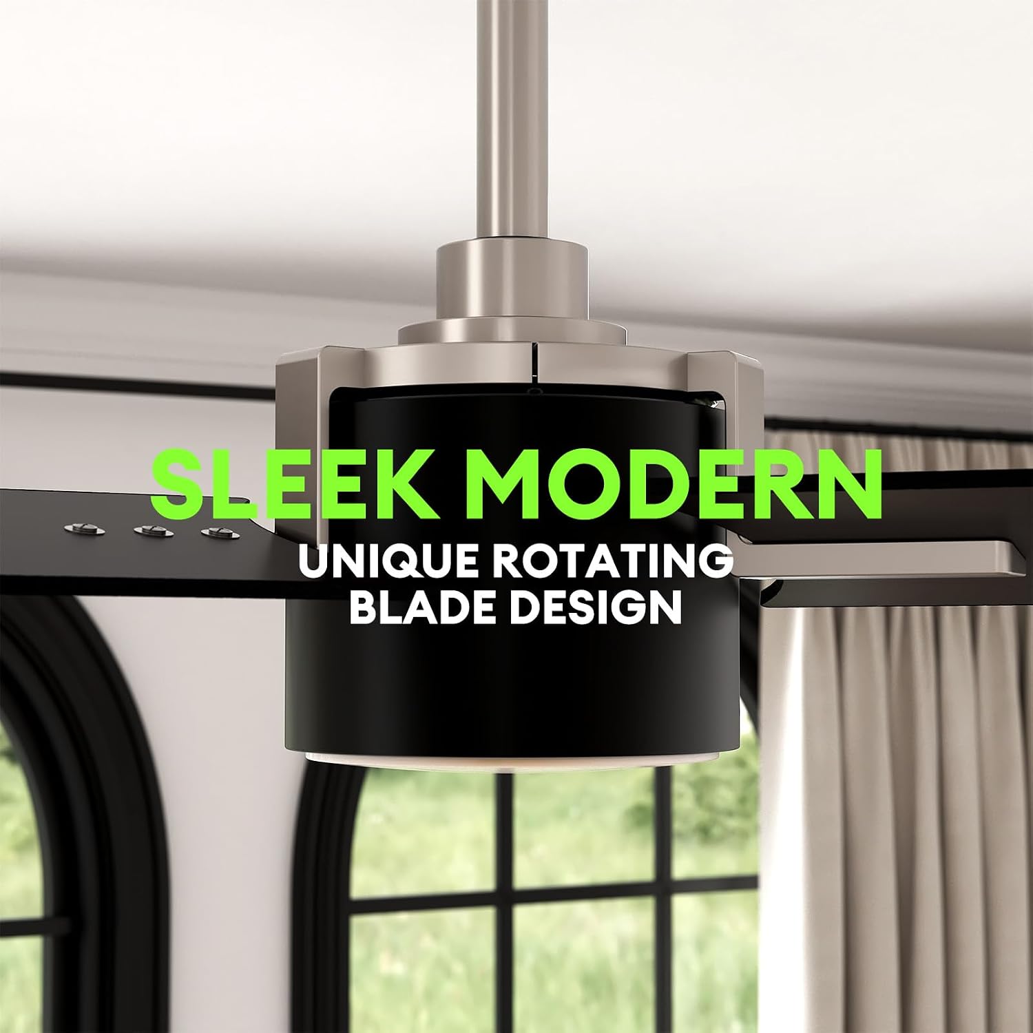 56 Inch Black Ceiling Fans with Lights, Reversible Quiet DC Motor, Modern Ceiling Fan with Light and Remote, Indoor/Outdoor Use