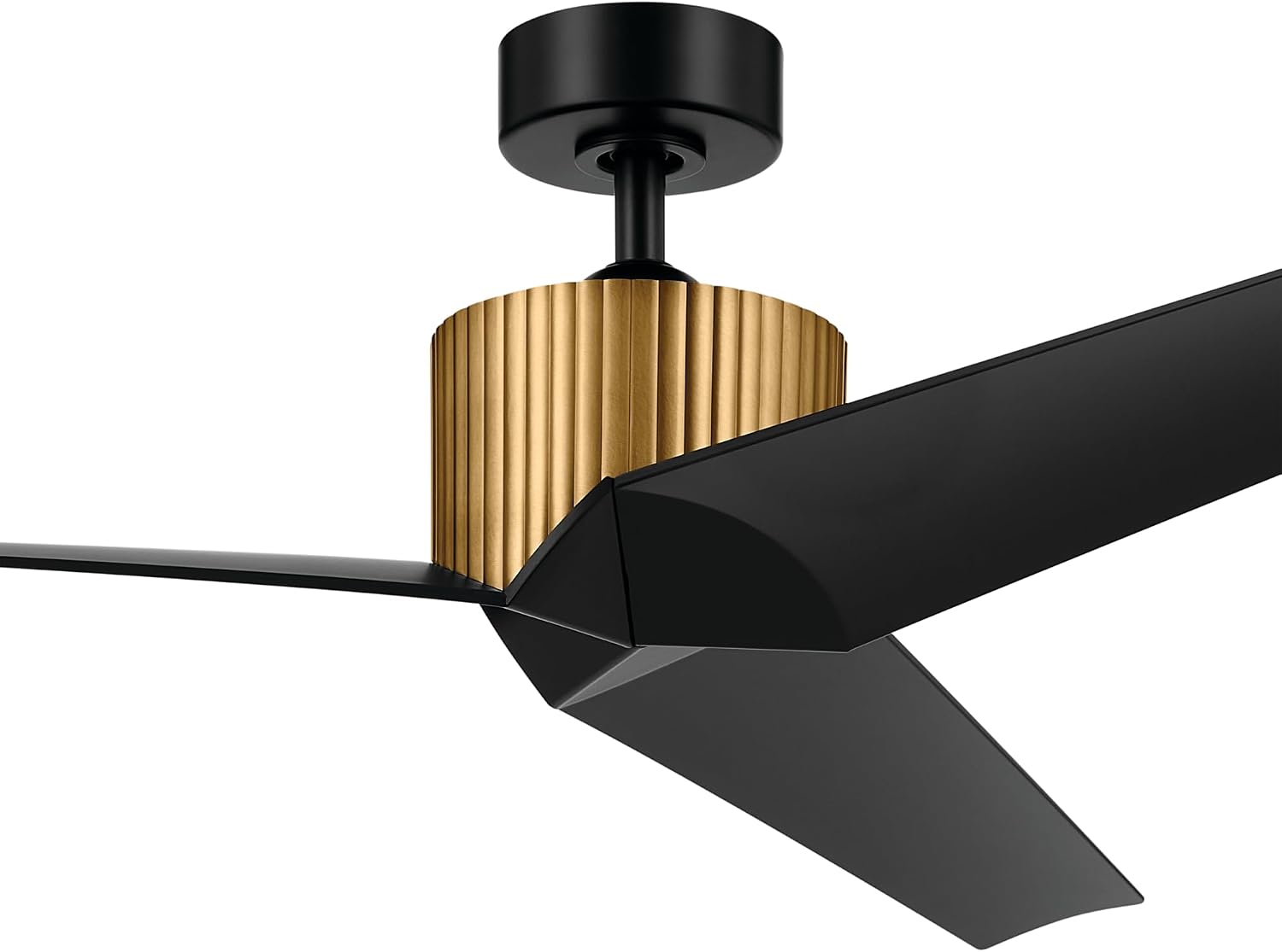 Kichler Almere 56 in 3 Blade Indoor Ceiling Fan without Light, Modern Natural Brass with Satin Black Blades for Living Room, Bedroom, Kitchen, 330130NBR