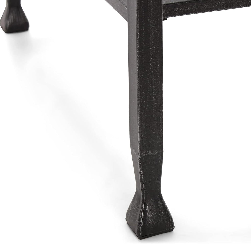 ClickDecor Maddox 2-Tier Tempered Glass Coffee Table with Metal Frame, Console, Living Room Accent Furniture, Rectangular Top with Storage Shelf, Easy Assembly, 48 Inch, Black