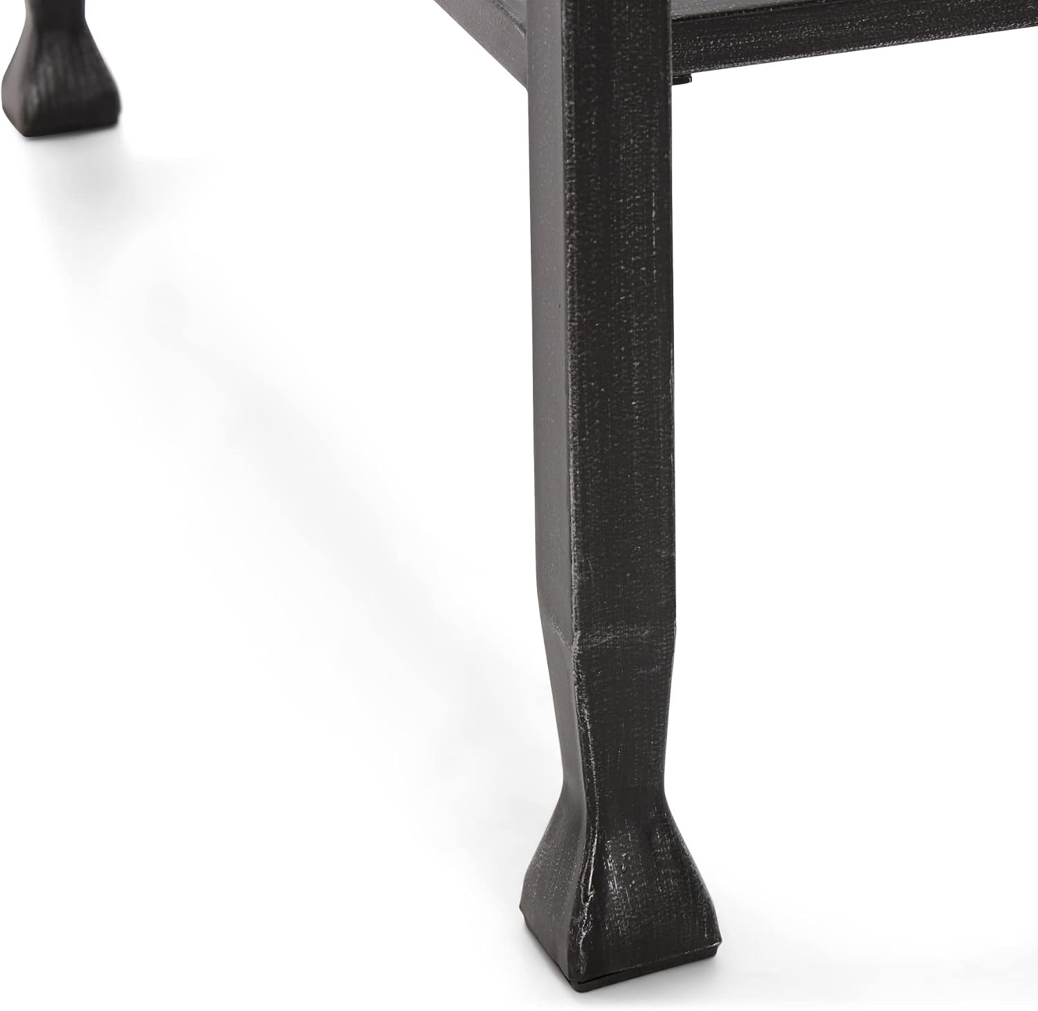 ClickDecor Maddox 2-Tier Tempered Glass Coffee Table with Metal Frame, Console, Living Room Accent Furniture, Rectangular Top with Storage Shelf, Easy Assembly, 48 Inch, Black