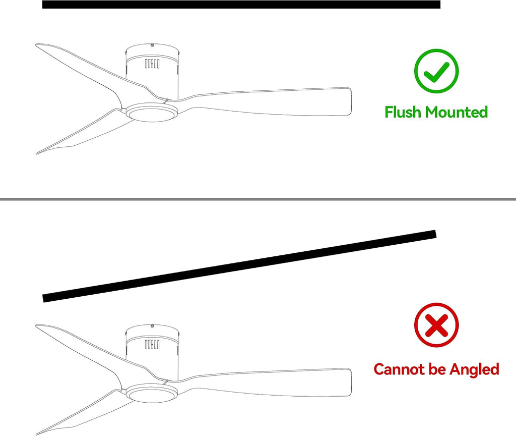 SMAAIR Ceiling Fans No Light and Remote,52 Inch Modern Ceiling Fan without Light with Quiet DC Motor,10 Speeds,Flush Mount,3 Blades,Low Profile,Indoor Ceiling Fan for Living Room Bedroom, Black/Gold