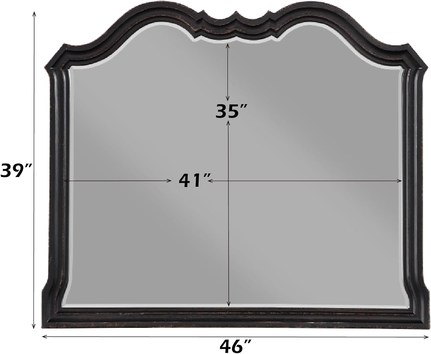 Acme Chelmsford Contemporary Wooden Frame Dresser Mirror in Antique Black