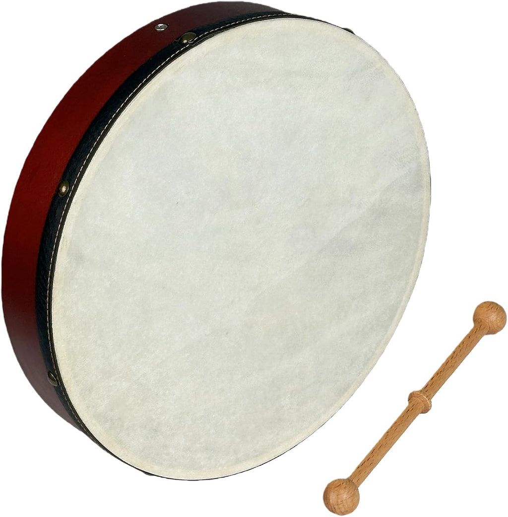 HighLight 16' Bodhran drum Handcrafted Irish Instrument with Goatskin Drumhead, Crisp & Musical Tone, Included Hardwood Mallet (16-inch)