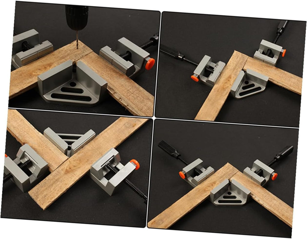 4pcs 90 Degree Aluminum Alloy Corner Clamp Double Handle Quick Release Corner Clamp for Woodworking Photo Framing Cabinet Assembly