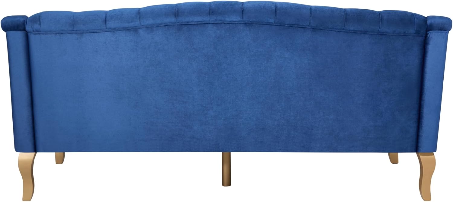 Christopher Knight Home Minxi Velvet Upholstered 3 Seater Sofa Couch, Wooden Home Sofa Living Room, Comfy Cloud Couch for Bedroom, Home Office, Button Tufted with Diamond Stitching, Dark Blue
