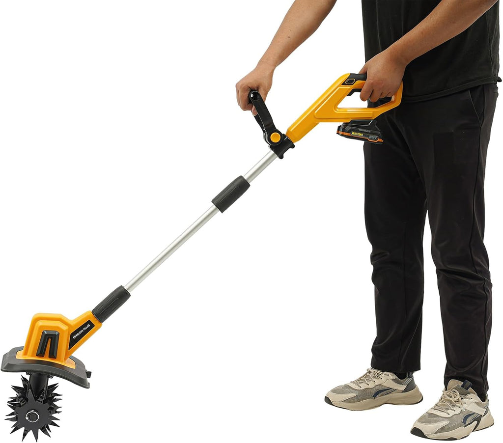 Cordless Tiller Cultivator for Gardening, 20V Electric Garden Tiller, 2Ah Battery Powered Garden Rototiller with Charger, Handheld Rotary Tillers for Lawn Gardening Soil Cultivation