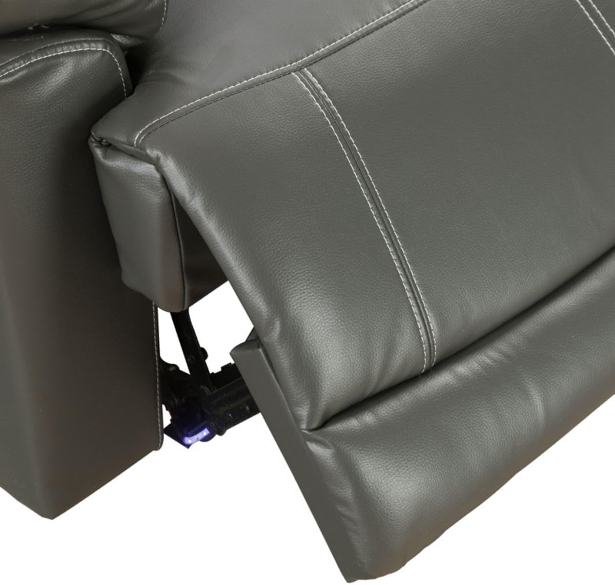Electric Power Recliner Chair Living Room Furniture, Comfy Wide Lazy Boy Home Theater Breathing Leather Seating with USB 2.0 Charging Ports, LED Light Strips (Dark Grey, Single Chair)