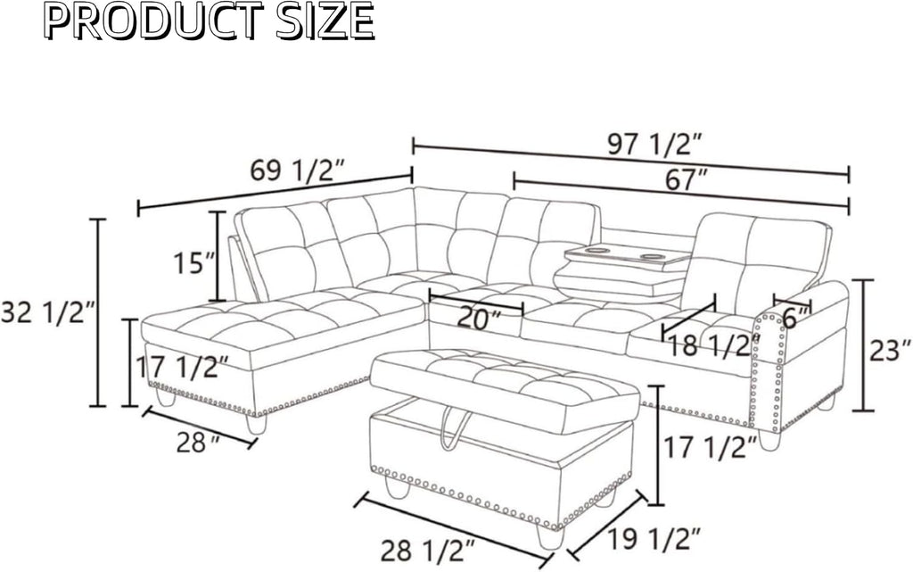 L Shaped Couches for Living Room, Sectional Couch Living Room Furniture
