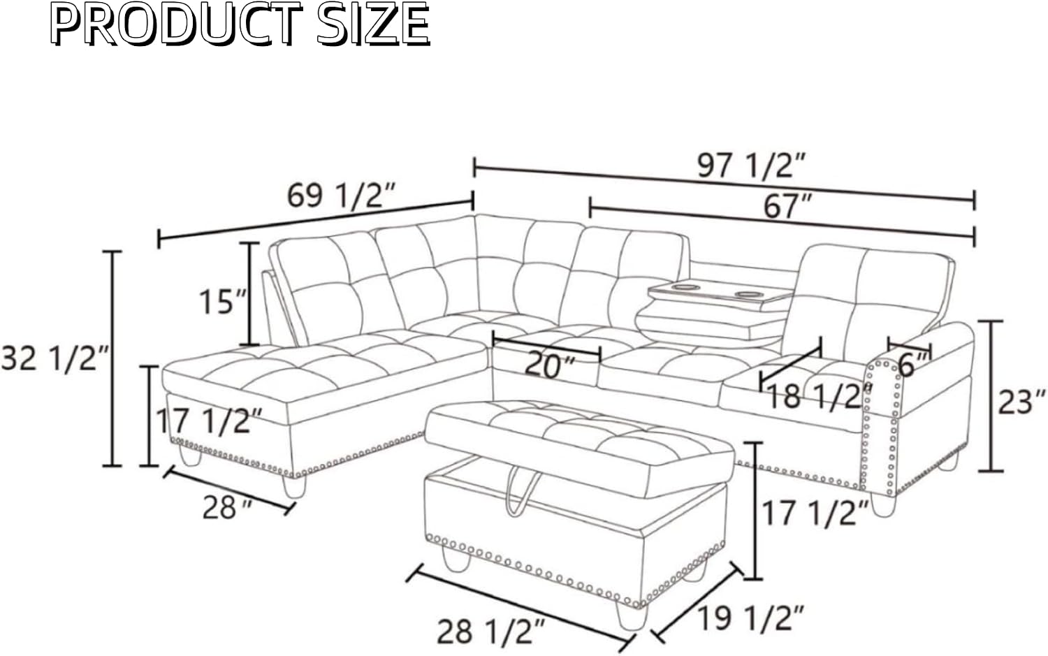 L Shaped Couches for Living Room, Sectional Couch Living Room Furniture