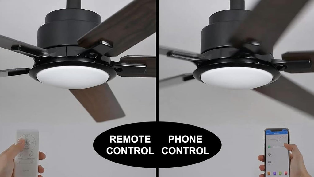 Carro 56' Smart Low Profile Ceiling Fan With Lights, 10 Speeds Silent DC Motor, Farmhouse Ceiling Fan Compatible with Alexa, Siri, Google & Smart App, Indoor & Outdoor, Dark Walnut