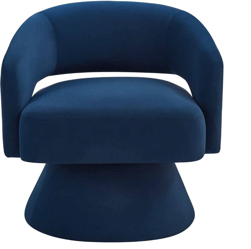 GDFStudio Swivel Barrel Chair Accent Arm Chair for Living Room Upholstered Velvet Round Reading Armchair Modern 360 Degree Comfy Swivel Chair with Open Backrest for Bedroom Office, Navy Blue