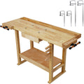 55-Inch Wood Workbench with Drawer - 330lbs Weight Capacity Heavy Duty Portable Wood Work Bench Table, with Bar Clamps Set 2pcs 12'x3' + 2pcs 24' x4-3/4 Throat, for Garage, Workshop, Home Storage