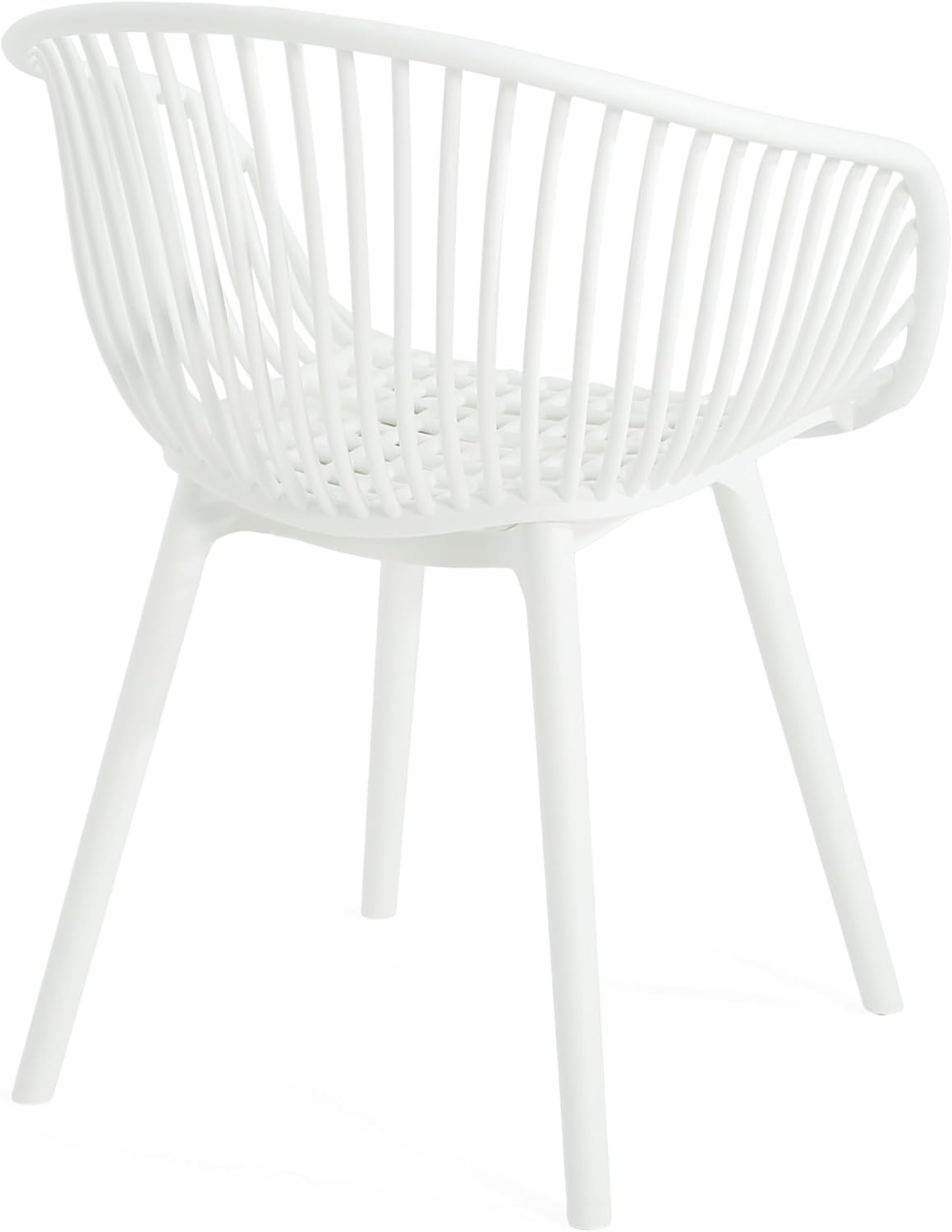 Christopher Knight Home Modern Accent Chair–White Outdoor Patio Chairs Set of 2 – Lounge Chairs for Balcony or Garden – Weave Design – Stylish and Comfortable Seating for Backyard or Terrace