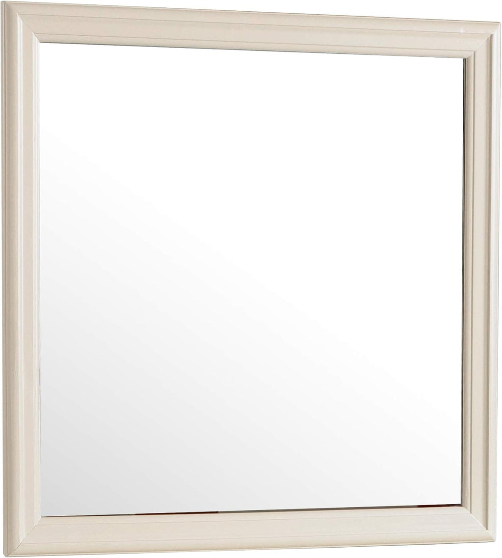 Glory Furniture Louis Phillipe Wood Veneer Bedroom Mirror in Beige