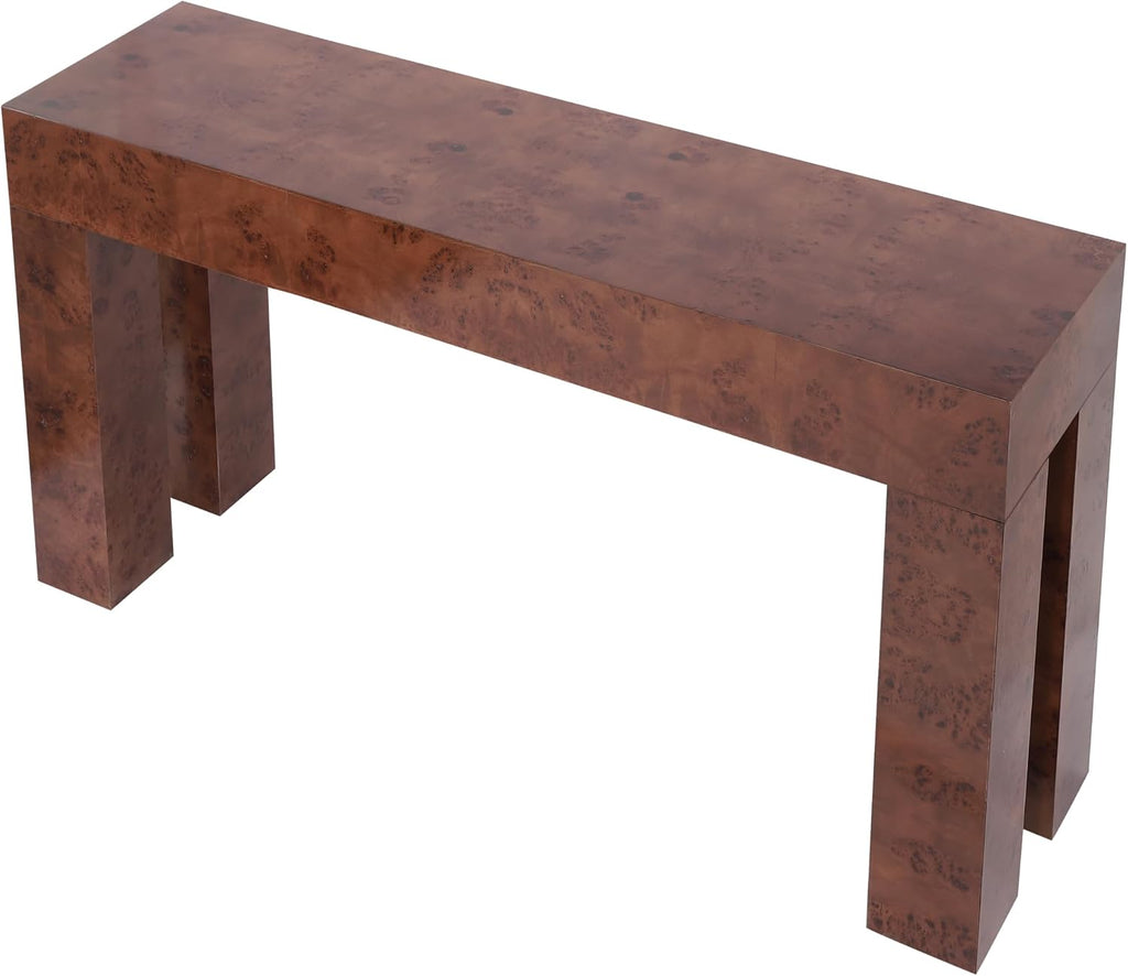 Christopher Knight Home Burla Modern Console Table, Wooden Entryway Table with Block Leg Design, Behind The Couch Long Sofa Table for Living Room, Brown