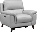 Armen Living Lizette Contemporary Top Grain Leather Power Reclining Living Room Accent Chair, Dove Grey