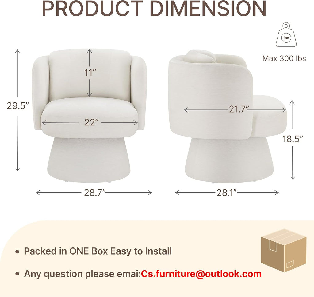 Swivel Barrel Chair Set of 2,360° Accent Chairs with Round Backrest,Upholstered Lounge Chair for Vanity,Living Room,Bedroom,Reading Nook,Linen