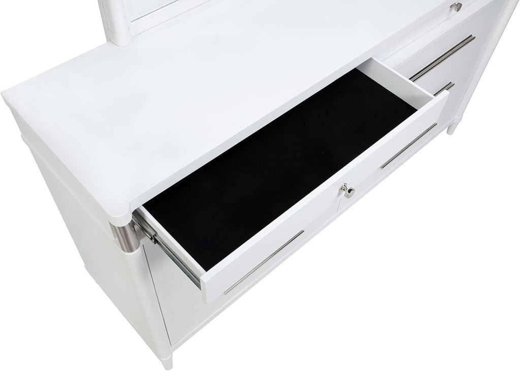 Coaster Home Furnishings - Gracemont - Wood - 8-Drawer Dresser with Felt-Lined Drawers, Brushed Nickel Pulls and Contemporary Style - Bedroom - White - 225073
