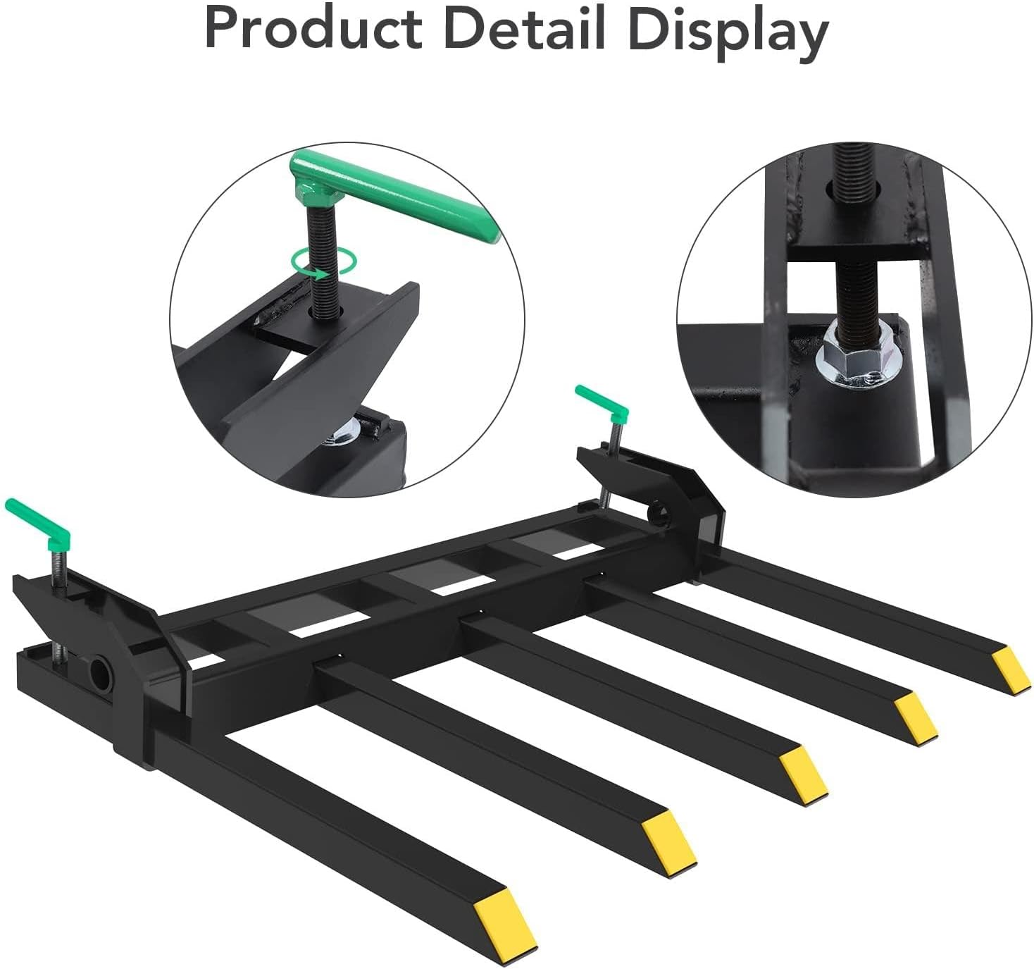 Clamp on Debris Forks to 48' Bucket, 2500 Lbs Capacity Heavy Duty Clamp on Pallet Forks Attachment for Skid Steer Tractor Loader, Lift Logs Lumber Hay Construction Materials