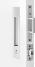 Dontay Pocket Door Handle and Edge Pull, Narrow Modern Rectangular Keyed Entry Function, Recessed Sliding Door Hardware for 1 3/8' to 2 3/16' Thickness Door (Privacy Lock, Brushed Nickel, 2 Pack)
